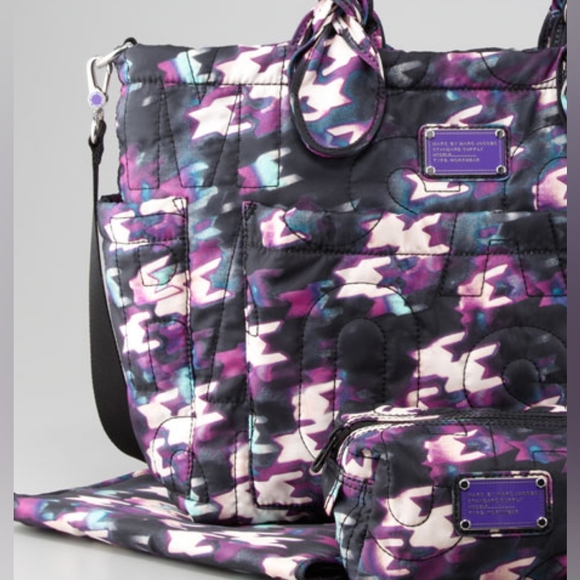 MARC by Marc Jacobs Pretty Nylon Eliz-A-Baby Diaper Bag, Black & Purple Multi - Picture 2 of 14
